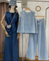 Sleeveless Denim Casual Top With Wide Leg Trousers Co-Ord Sets
